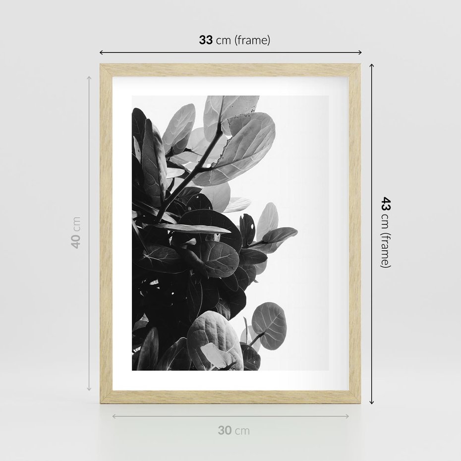 Plakat w ramie 30x40 - Blisko Natury - liście, rośliny tropikalne - rama drewno