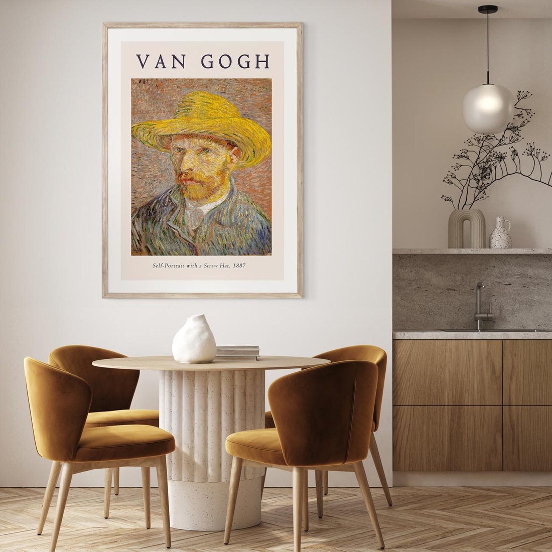 Plakat w ramie 50x70 - Autoportret van Gogha - van gogh, autoportret - rama drewno