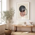 Plakat w ramie 30x40 - Abstrakcyjna Harmonia - abstrakcyjne nieregularne kształty, minimalistyczny plakat - rama drewno