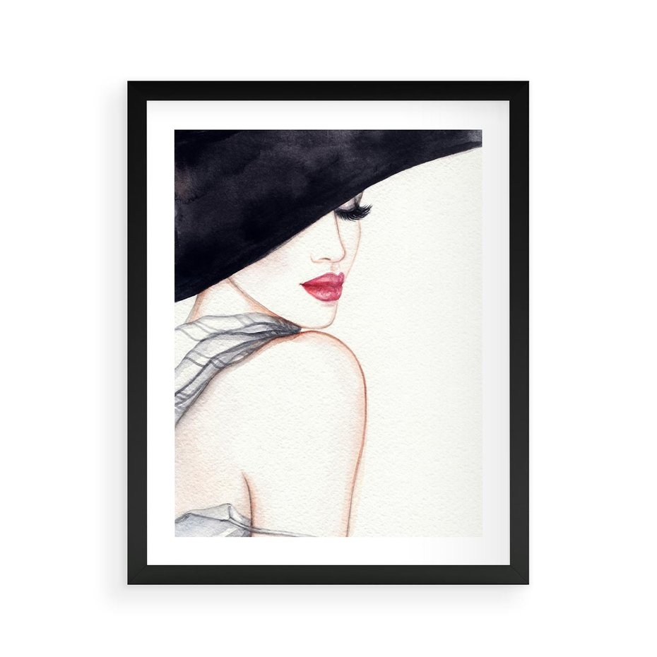 Plakat w ramie 40x50 - Stylowa Ekspresja - kobieta, moda - rama czarna