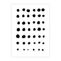 Plakat bez ramy 21x30 - Migocące Anomalie - abstrakcyjna kompozycja z czarnych kropek, minimalistyczny czarno bialy plakat