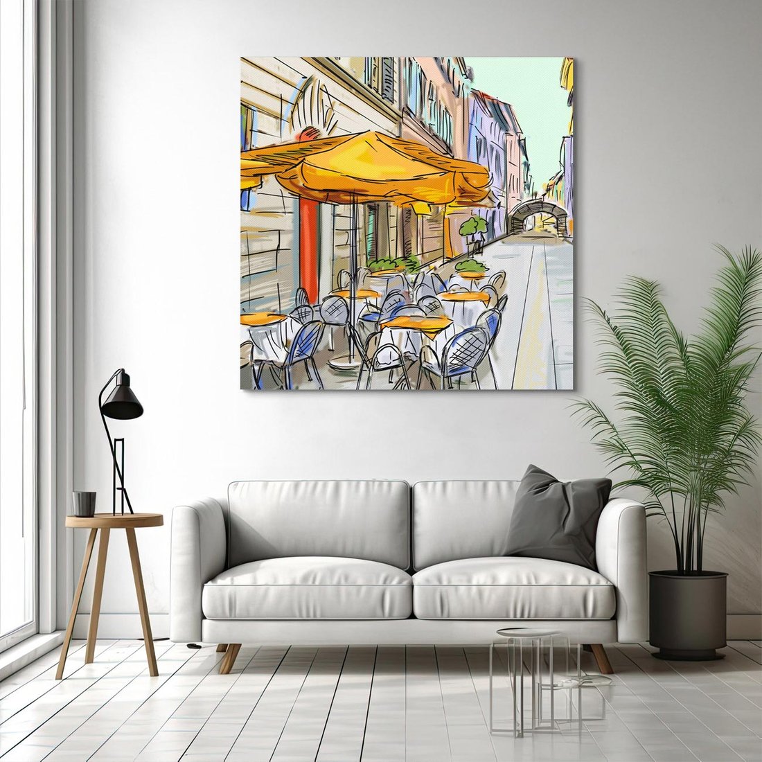 Obraz na płótnie 70x70 - Kawiarenkowy Szkic - malowany, szkic