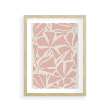 Plakat w ramie 30x40 - Akwarelowe Promienie - abstrakcyjne boho kwiaty, kompozycja - rama drewno