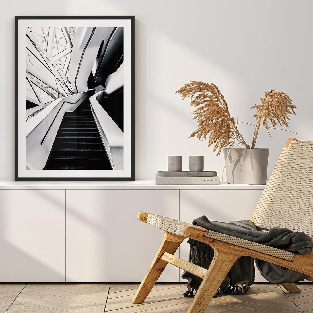 Plakat w ramie 50x70 - Współczesne Kształty - architektura, nowoczesne formy - rama czarna