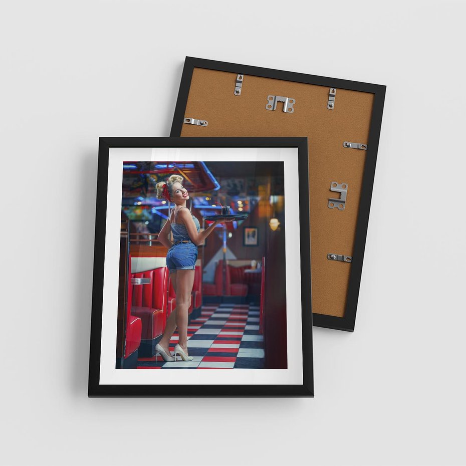 Plakat w ramie 40x50 - Czas Na Wyjątkowy Posiłek - restauracja, retro - rama czarna