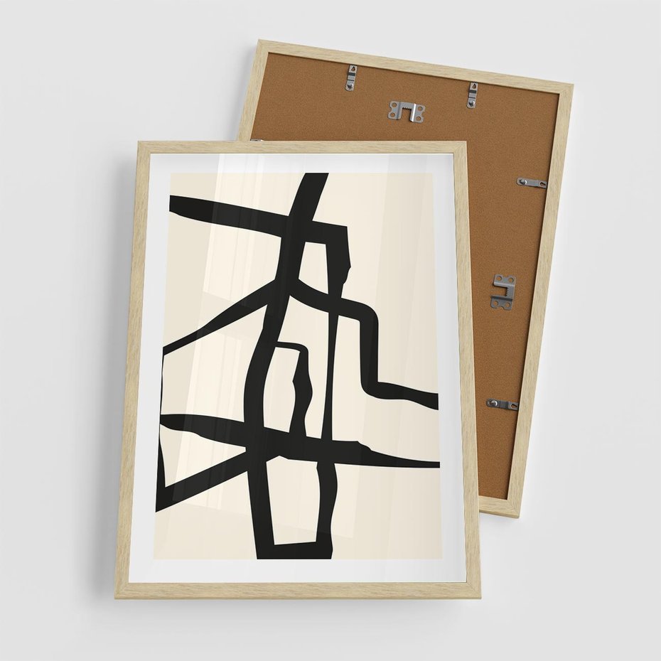 Plakat w ramie 50x70 - Impresje Wymiaru - linie, abstrakcja - rama drewno