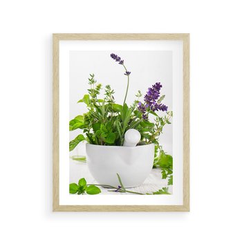 Plakat w ramie 50x70 - Kwiaty i zioła w restauracji - kwiaty, zioła - rama drewno