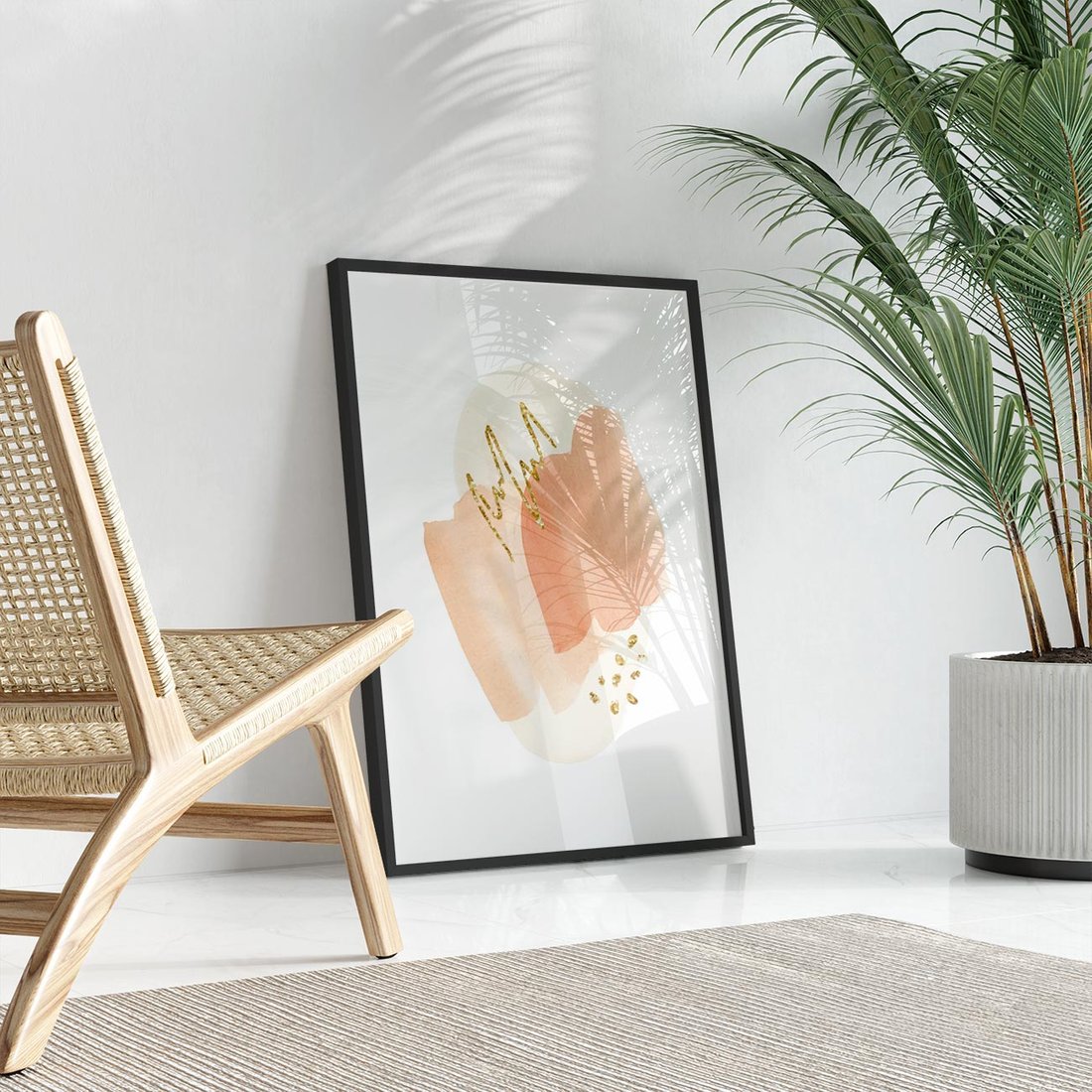 Plakat w ramie 40x50 - Rozbijające Plamy - abstrakcyjne akwarelowe plamy, minimalizm - rama czarna