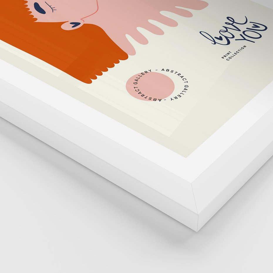 Plakat w ramie 50x70 - Rondo melancholii - para zakochanych, graficzny obraz - rama biała