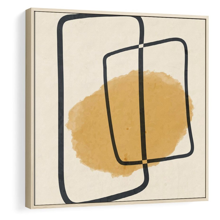 Obraz w ramie 50x50 - Rozkwitające Formy - abstrakcyjne nieregularne kształty, minimalistyczny plakat - rama drewno