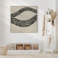 Obraz w ramie 80x80 - Kontury Ewolucji Materii - boho plakat, czarne kropki kreski - rama drewno