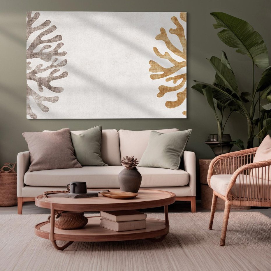 Obraz na płótnie 120x80 - Beżowa Symfonia Rafy - beżowa grafika, tło jak płótno