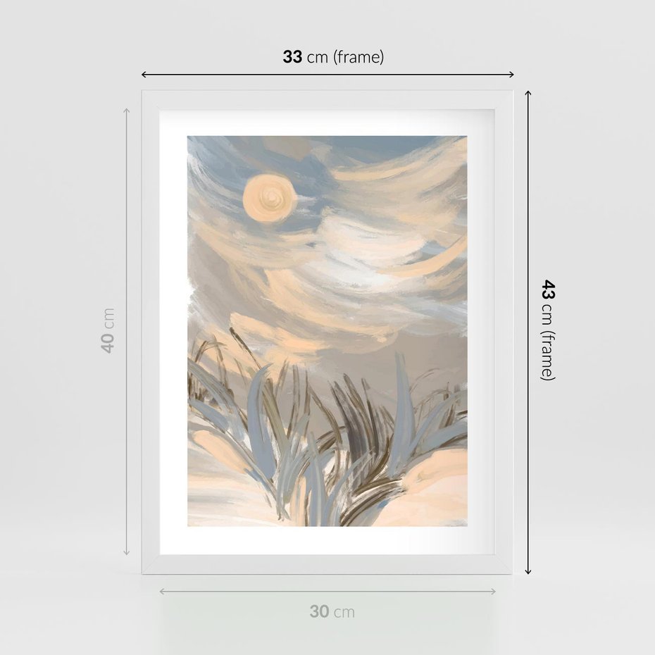 Plakat w ramie 30x40 - Światłości Taniec - akwarela, obraz - rama biała