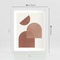 Plakat w ramie 40x50 - Harmonijne Widoki - abstrakcyjne geometryczne kształty, odcienie brązu i beżu - rama biała