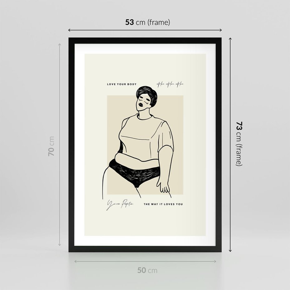Plakat w ramie 50x70 - Elegancja Kobiecej Formy - nowoczesna sztuka kobieca, plakat - rama czarna