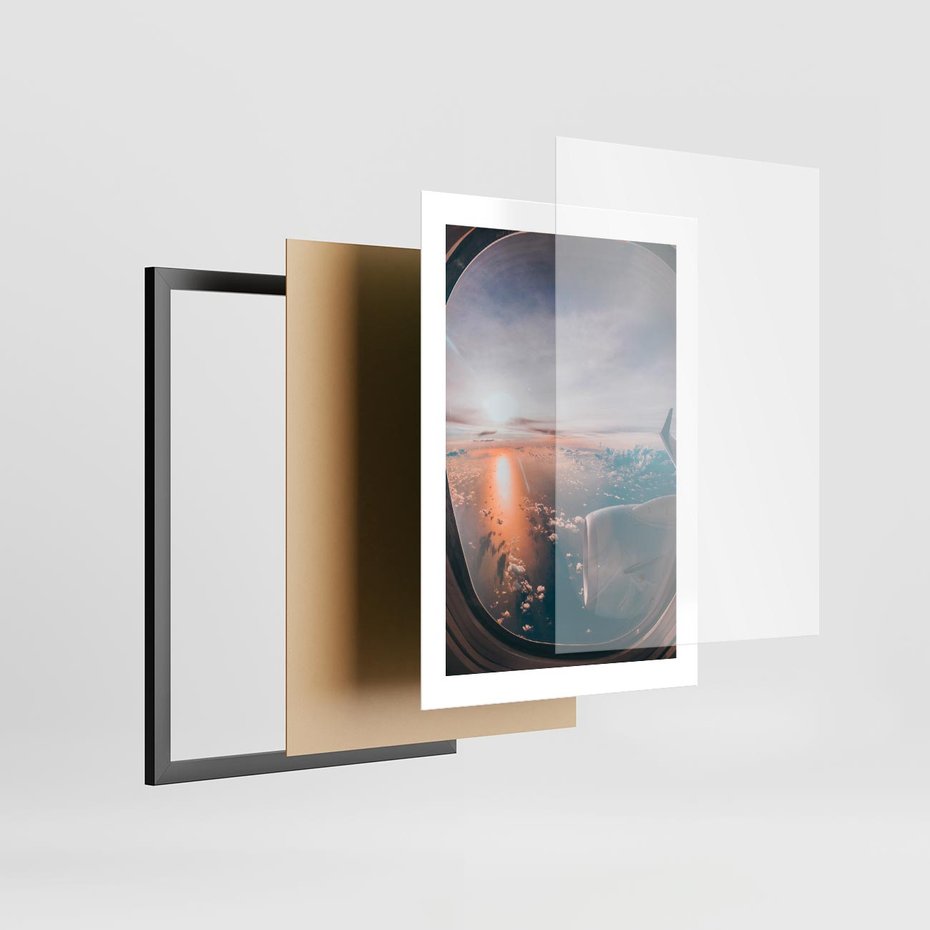 Plakat w ramie 30x40 - Widok z Góry - fotografia, zdjecie z okna samolotu - rama czarna