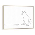Obraz w ramie 70x50 - Koci Szkic - szkic, line art - rama drewno