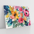 Obraz na płótnie 120x80 - Kwiatowy Impuls Kolorów - abstrakcyjne kolorowe kwiaty, szkic