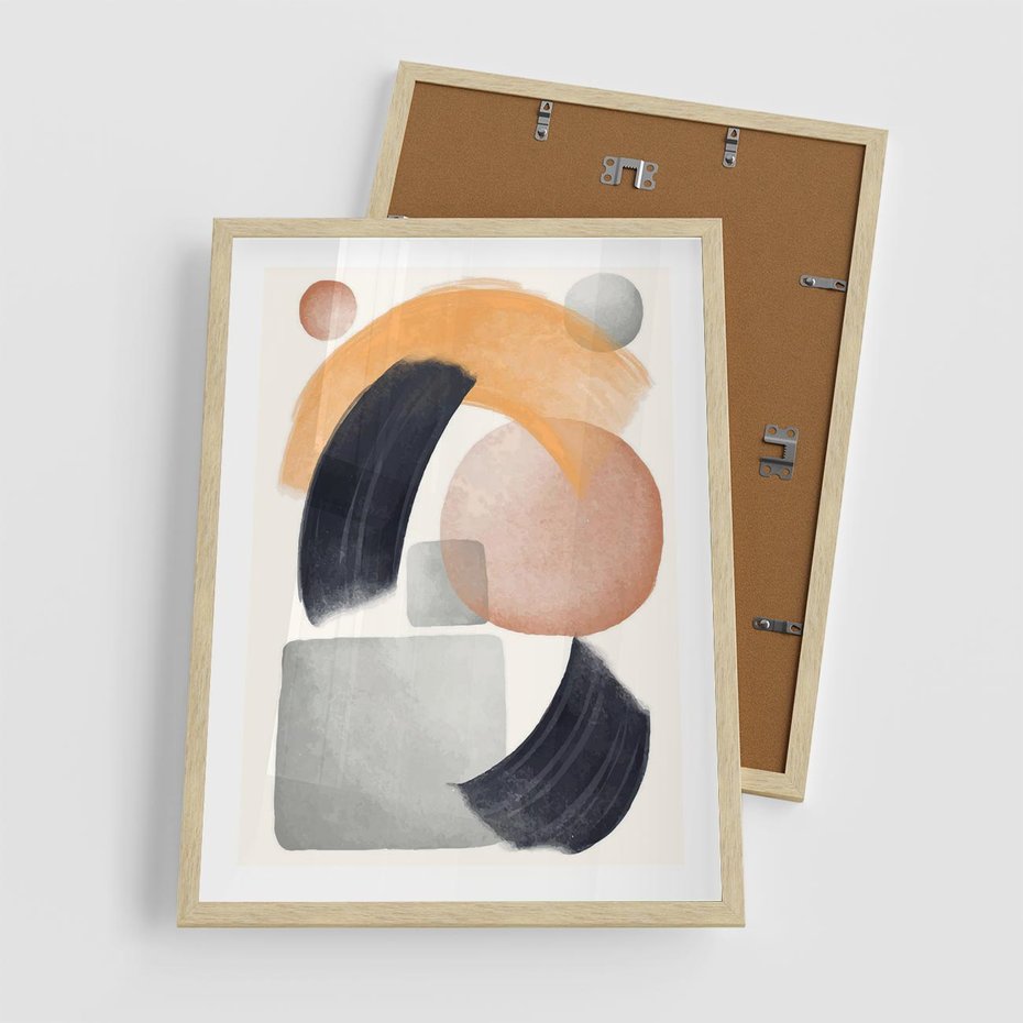 Plakat w ramie 50x70 - Graficzna Kreatywność - abstrakcyjna grafika, plamy - rama drewno