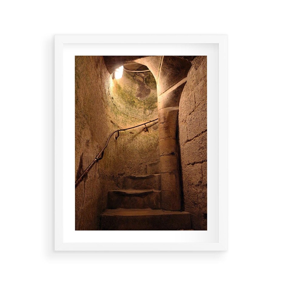 Plakat w ramie 40x50 - Perspektywa uliczki - uliczka, perspektywa - rama biała
