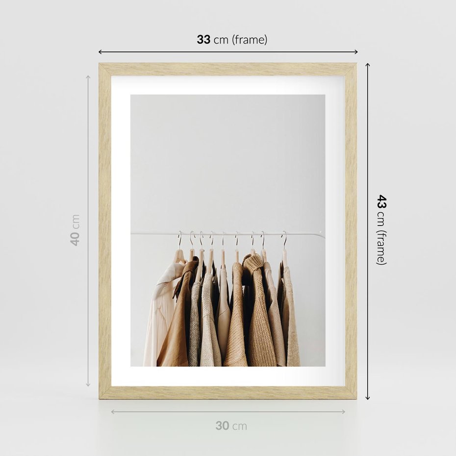 Plakat w ramie 30x40 - Boho Elegancja - boho kobiece zdjęcie, wieszak - rama drewno