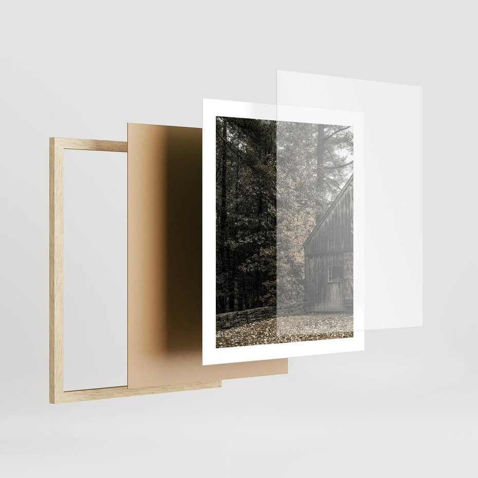 Plakat w ramie 40x50 - Dom w Lesie - chatka w lesie, górski domek - rama drewno