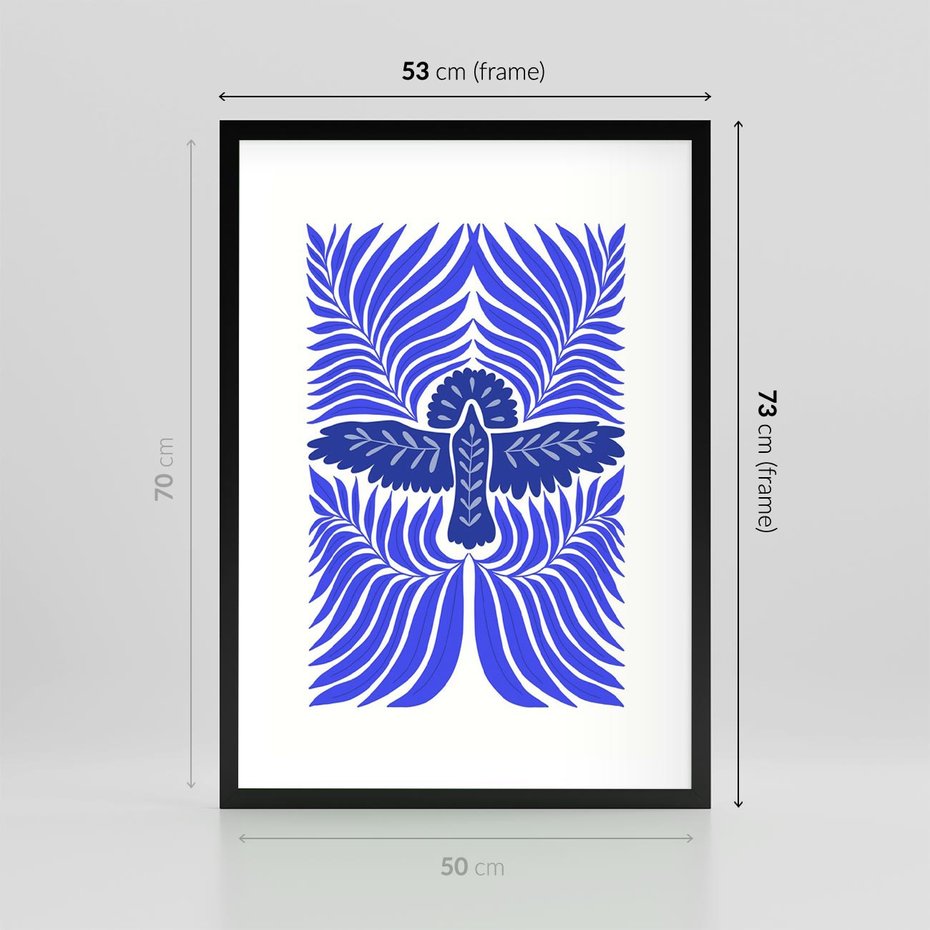 Plakat w ramie 50x70 - Etniczne Rekwizyty - etniczne roślinne wzory, granat - rama czarna
