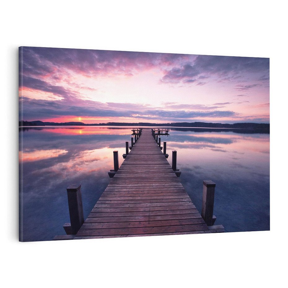 Obraz na płótnie 120x80 - spotkanie przy molo - jezioro, molo