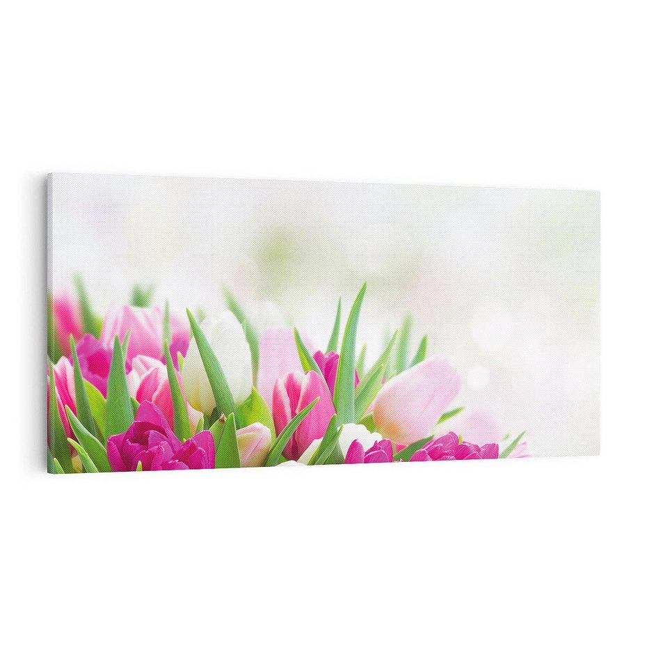 Obraz na płótnie 140x70 - Tulipany w pełnym rozkwicie - tulipany, kwiaty