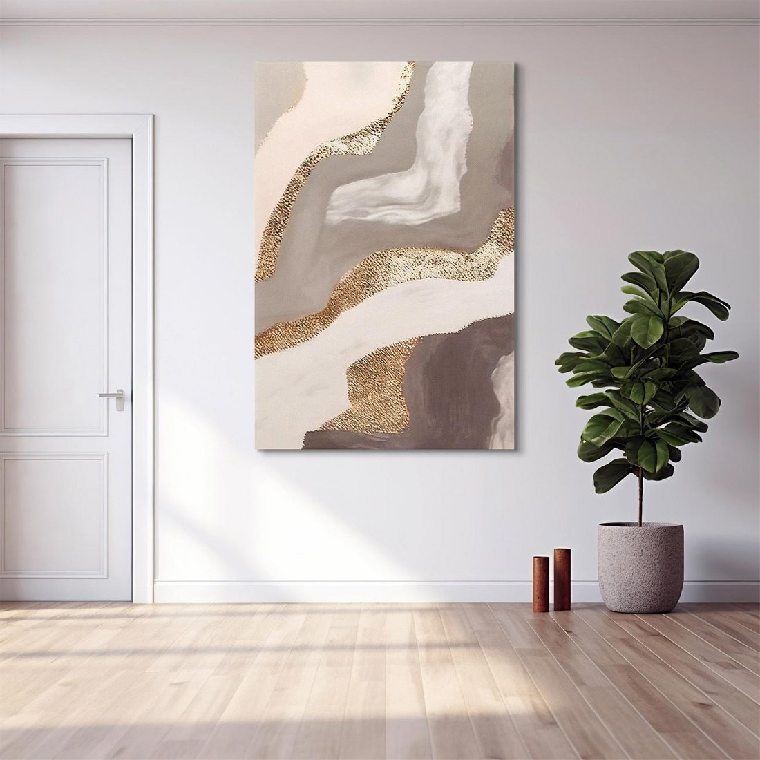 Obraz na płótnie 80x120 - Płynne Fale - abstrakcja, neutralne kolory
