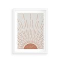 Plakat w ramie 30x40 - Słońce w Stylu Boho - słońce, grafika boho - rama biała