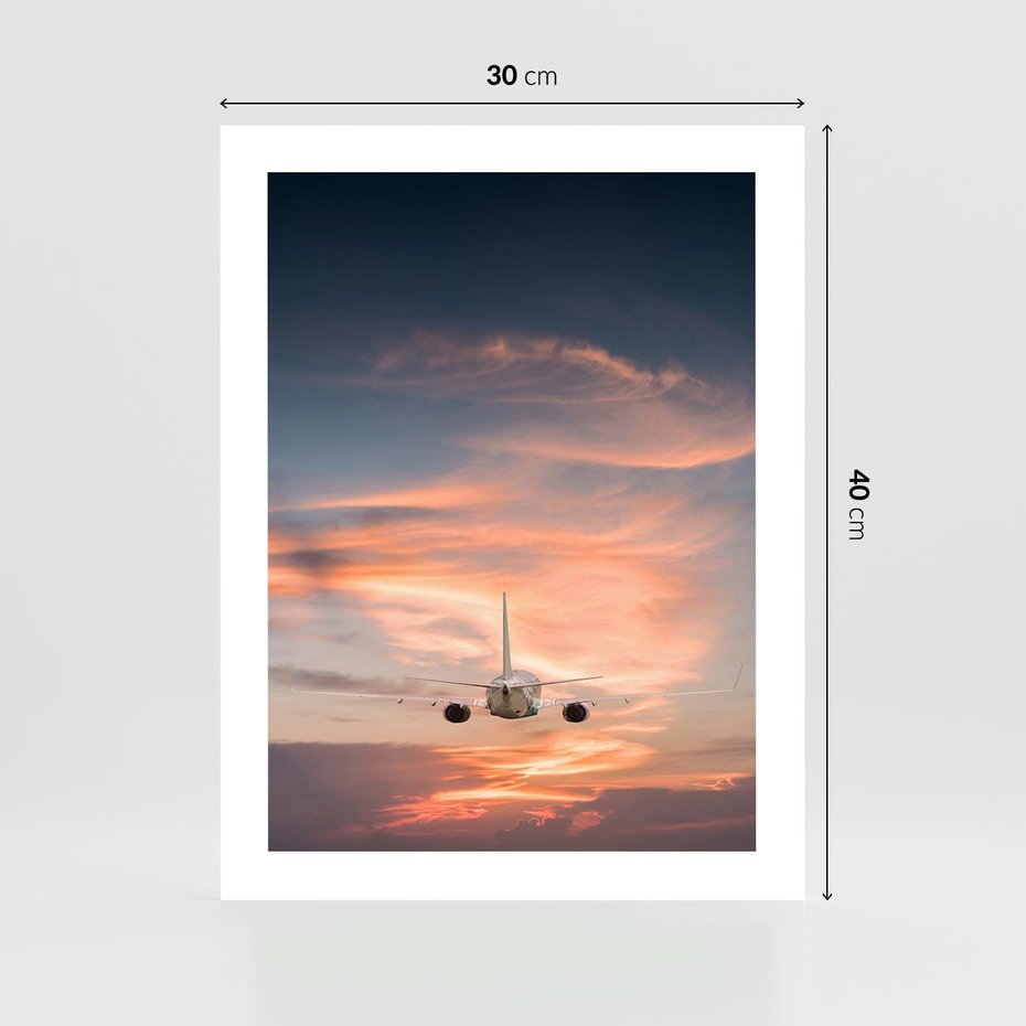 Plakat bez ramy 30x40 - Podróż w Kierunku Słońca - samolot, samolot w powietrzu
