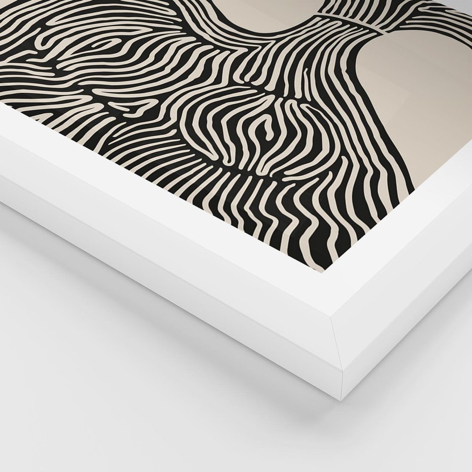 Plakat w ramie 30x40 - Harmonijne Kształty - abstrakcyjne ryciny, czarno biały - rama biała