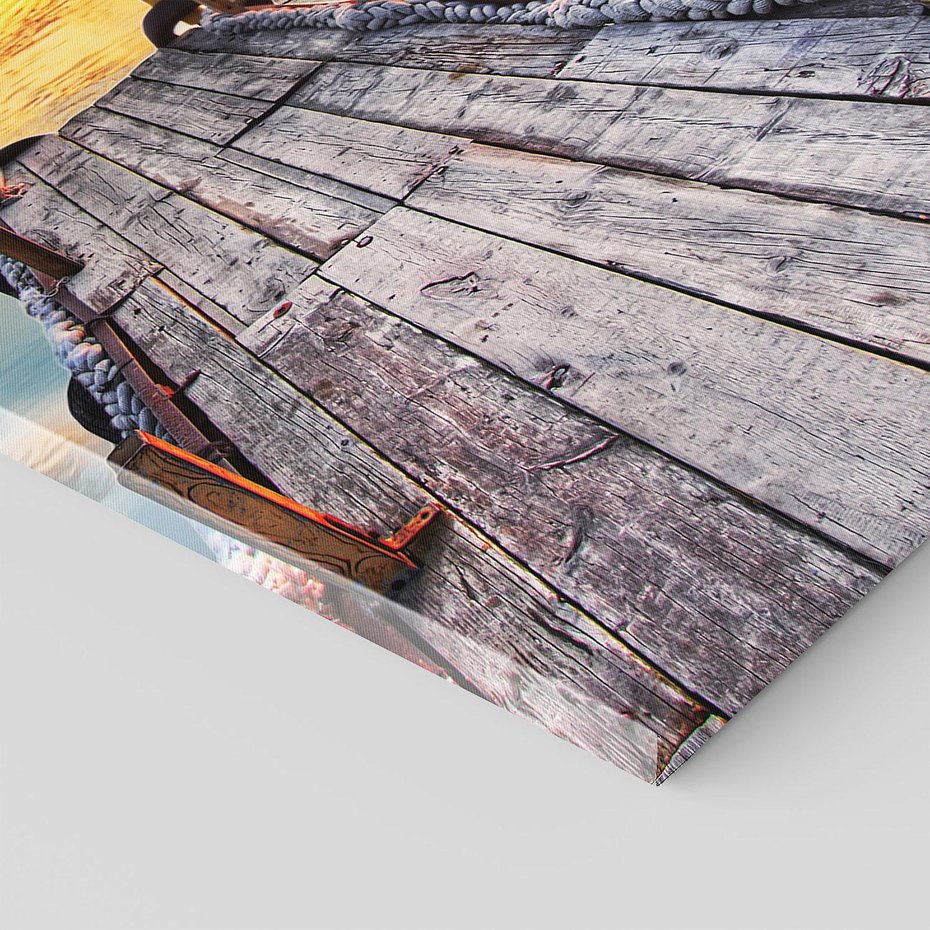 Obraz na płótnie 80x120 - Zachód nad jeziorem z pomostem - pomost, jezioro