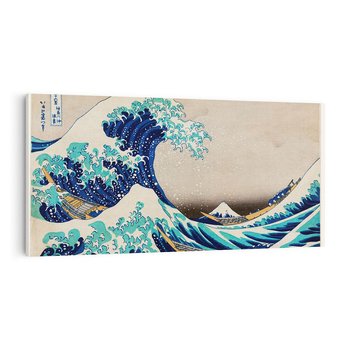 Obraz na płótnie 140x70 - "Wielka Fala u wybrzeży Kanagawy" Katsushiki Hokusai - Reprodukcja - reprodukcja, obraz na płótnie