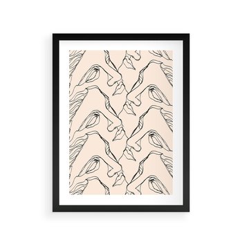 Plakat w ramie 30x40 - Grafika z Twarzami Greckiej Rzeźby - grafika, plakat - rama czarna