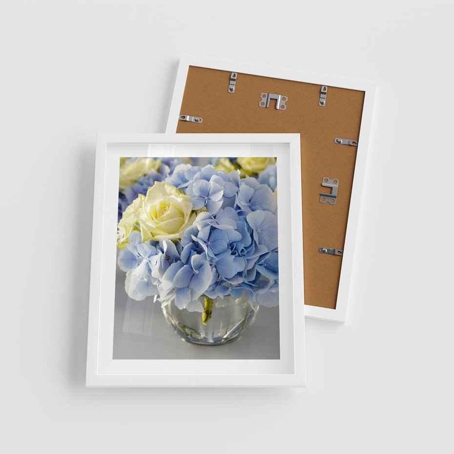 Plakat w ramie 40x50 - Różany Bukiet - bukiet, kwiaty - rama biała