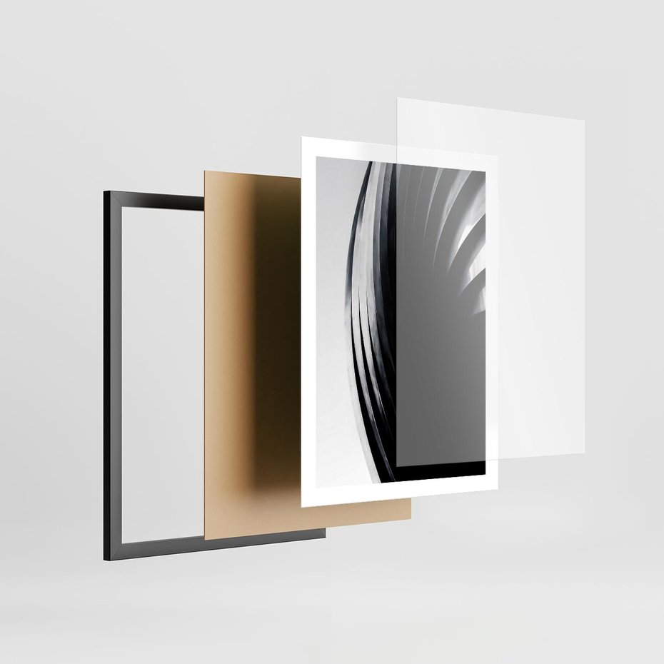 Plakat w ramie 50x70 - Awangarda w Kontraście - architektura, nowoczesne formy - rama czarna