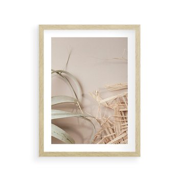 Plakat w ramie 50x70 - Boho urok suchych liści - suche, liście - rama drewno