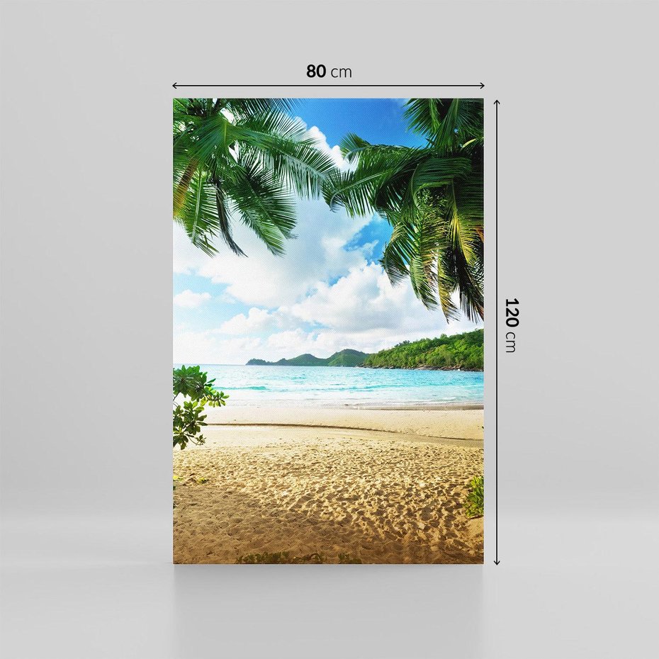 Obraz na płótnie 80x120 - Rajskie Seszele - plaża i palmy - Seszele, plaża