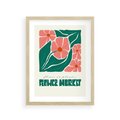 Plakat w ramie 30x40 - Retro Inspiracja - minimalistyczna kwiatowa kompozycja, pastelowe kolory - rama drewno