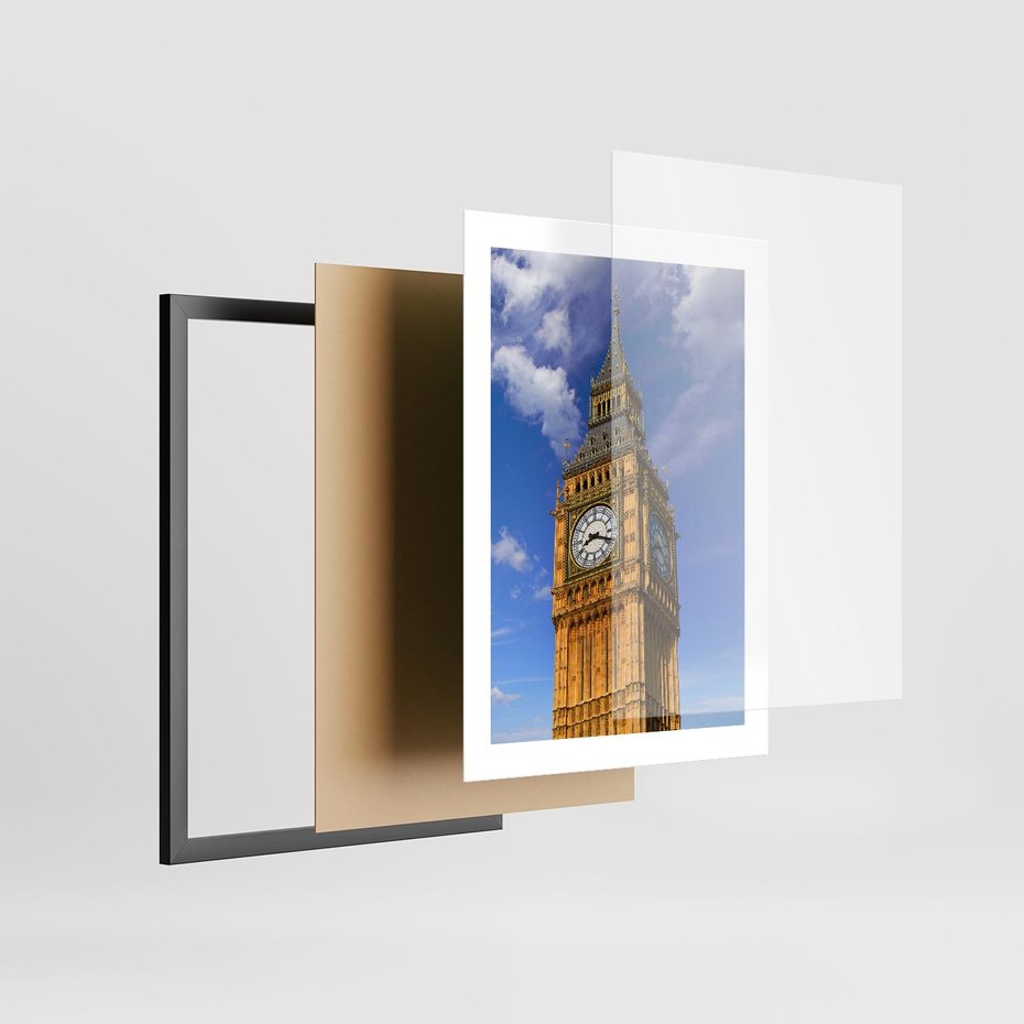 Plakat w ramie 30x40 - Czasowy Symbol - zegar, Big Ben - rama czarna