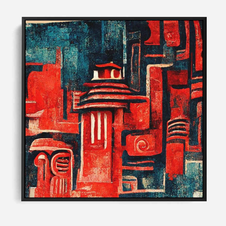 Obraz w ramie 50x50 - Mistyka Wschodnich Światów - orientalna sztuka, nawiązanie do Japonii - rama czarna