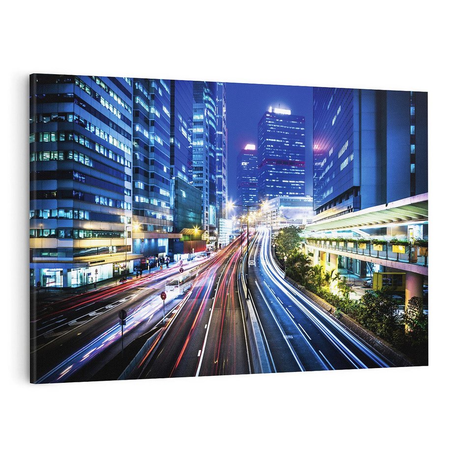 Obraz na płótnie 120x80 - Nocne Światła Miasta - noc, miasto