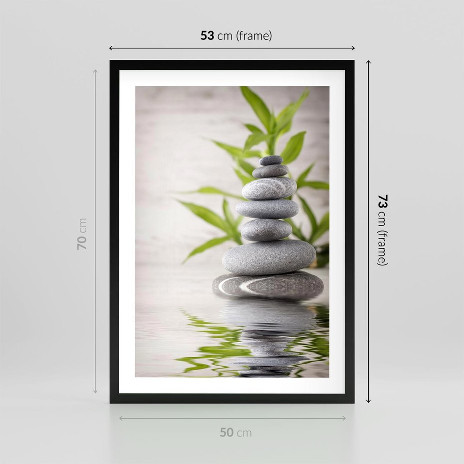 Plakat w ramie 50x70 - Spa kamienie: naturalne piękno - spa, kamienie - rama czarna