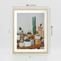 Plakat w ramie 40x50 - Kaktusowa Galeria w Doniczkach - kaktusy w doniczkach, fotografia - rama drewno