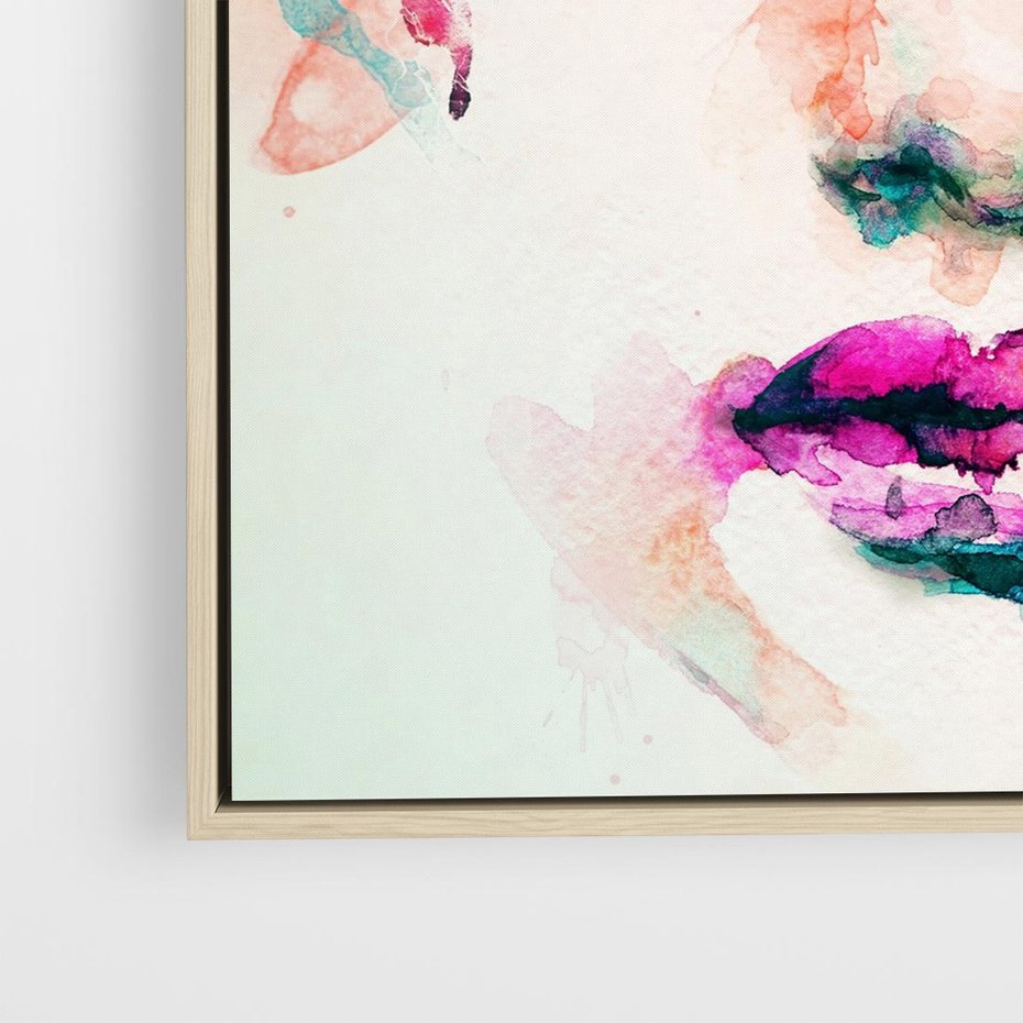 Obraz w ramie 80x80 - Eteryczna Głębia Dusz - portret twarz kobiety, wyraziste oczy - rama drewno