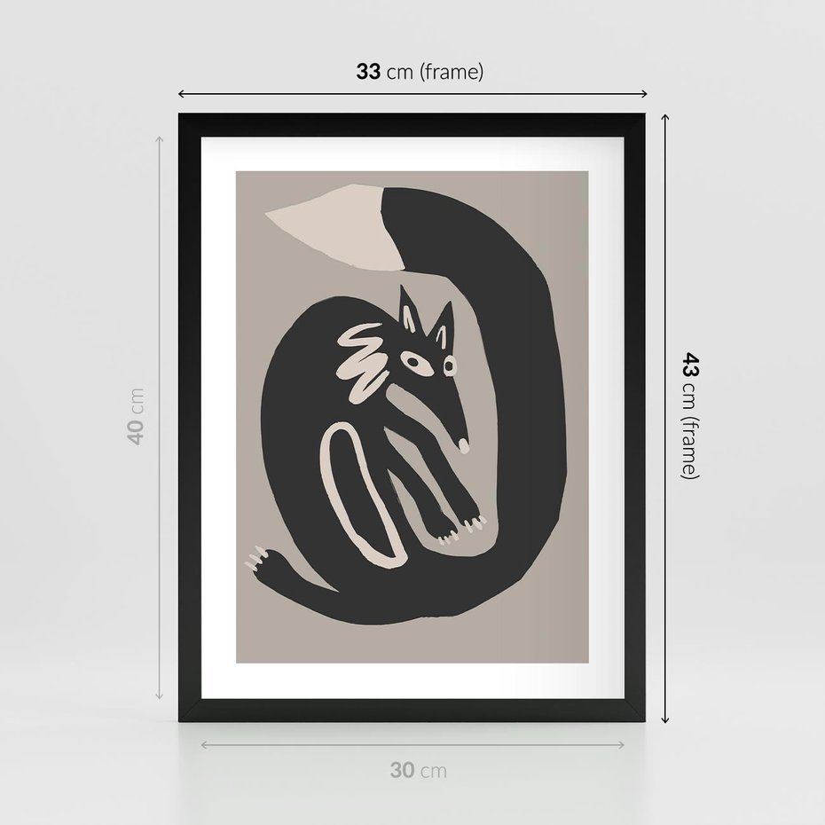 Plakat w ramie 30x40 - Migotliwe Echa Skandynawii - skandynawska sztuka, lis - rama czarna