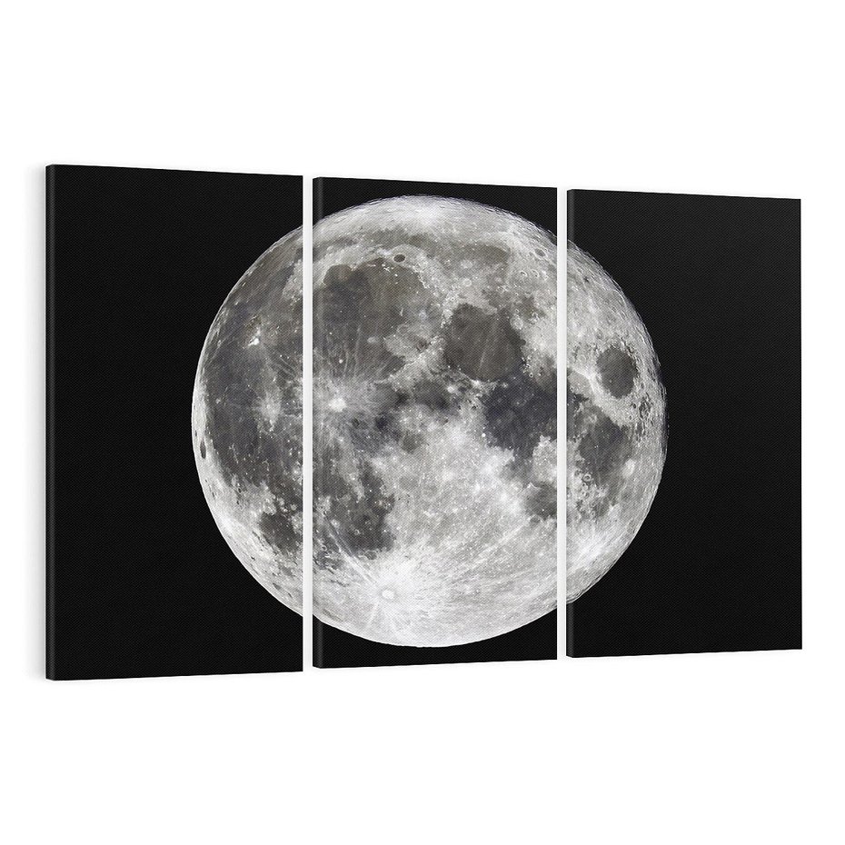 Obraz na płótnie 120x80 - Księżycowa Aura - zdjęcie, ogromny księżyc na czarnym tle