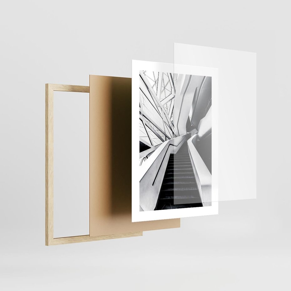 Plakat w ramie 30x40 - Współczesne Kształty - architektura, nowoczesne formy - rama drewno